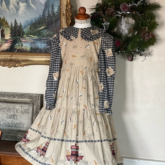 Original Daisy Kingdom Noah’s Ark Animal Crackers 2- Pc Pinafore Apron Dress‼️ - Picture 3 of 11